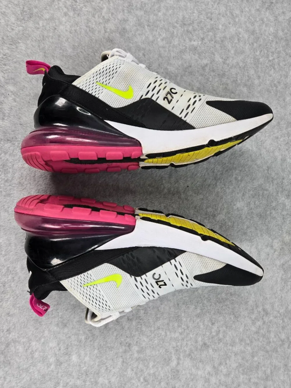 Nike Air Max 270 Mens Size 12 Shoes Sneakers White Volt Laser Fuschia